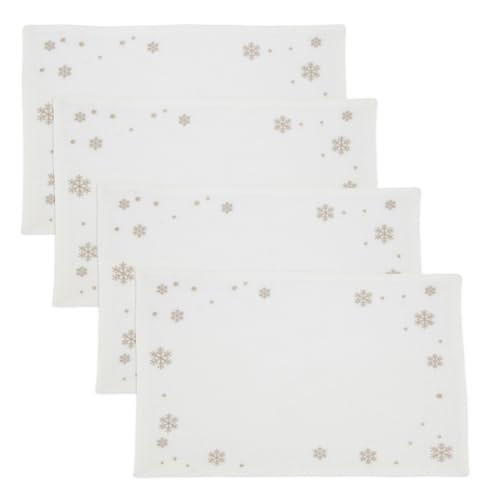 Fennco Styles Shimmer Embroidered Snowflake Holiday Cloth Napkins 20" W x 20" L, Set of 4