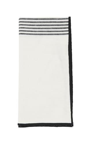 Fennco Styles Candy Striped Table Runner 16" W x 72" L - Black & White Woven Table Cover for Home Décor, Dining Table, Banquets, Family Gatherings and Special Events