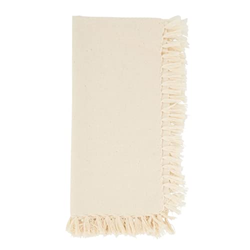 Fennco Styles Lizette Fringed Festive Cotton Napkins 20-inch Square, Set of 4