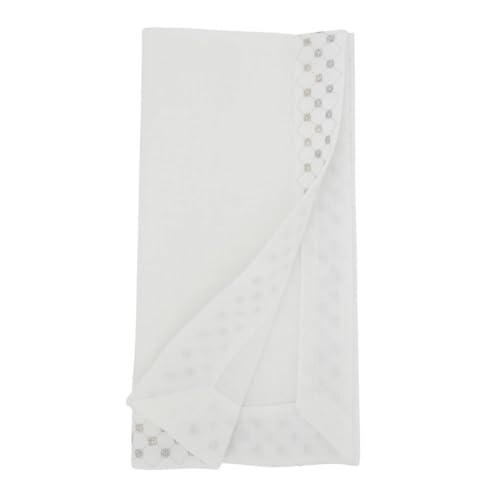 Fennco Styles Shimmering Weave Metallic Lattice Table Runner 16" W X 72" L - White Elegant Table Cover for Home Décor, Holidays, Weddings, Banquets and Special Events