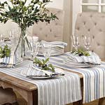 Fennco Styles Dauphine Collection Striped Design 100% Cotton Washable Table Runner 16x72 Inch for Restaurants, Indoor Family Dinner or Outdoor Picnics and Parties