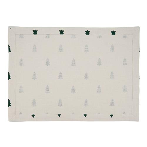 Fennco Styles Christmas Tree Cotton Table Runner 14" W x 72" L - Ivory Holiday Table Cover for Home Décor, Everyday Use, Banquet, Family Gathering and Special Occasion