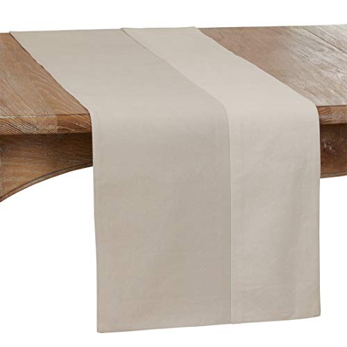 Fennco Styles Simple Two-Tone Cotton Table Runner 16" W x 72" L - Minimalist Table Cover for Home Décor, Everyday Use, Banquet, Family Gathering and Special Occasion