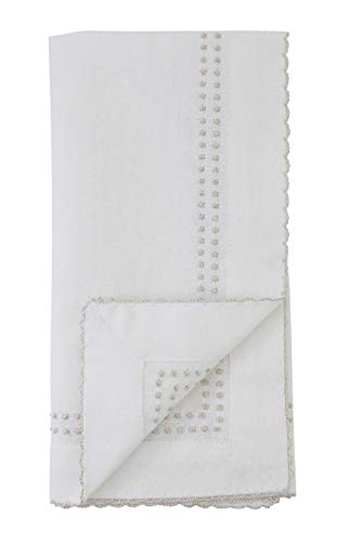 Fennco Styles Embroidered Metallic Border Cotton Cloth Napkins 18" W x 18" L, Set of 4