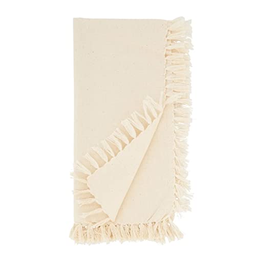 Fennco Styles Lizette Fringed Festive Cotton Napkins 20-inch Square, Set of 4