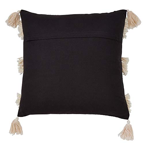 Fennco Styles Bohemian Cord Appliqué Frayed Tasseled 100% Cotton Seat Décor – Variety Color Throw Pillow and Blanket for Couch, Bedroom and Living Room Décor