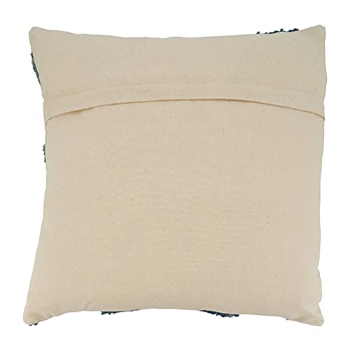 Fennco Styles Embroidered Cotton Decorative Throw Pillow 20" W x 20" L - Blue Cushion for Home, Couch, Living Room and Office Décor