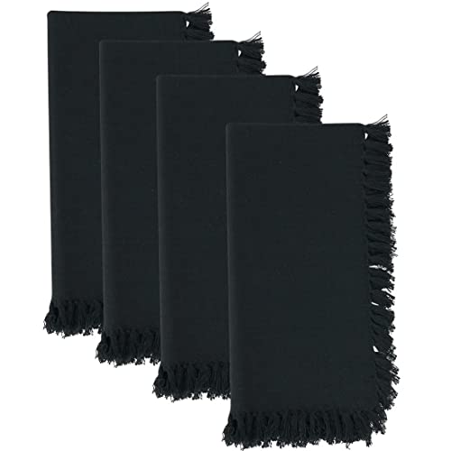 Fennco Styles Lizette Fringed Festive Cotton Napkins 20-inch Square, Set of 4