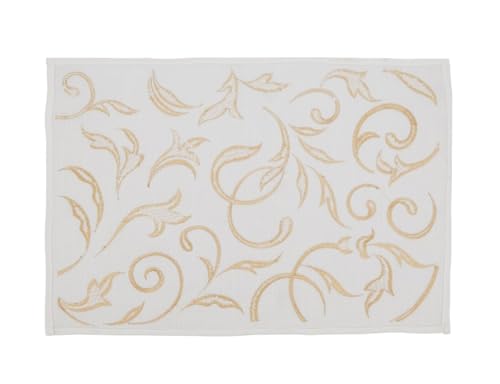 Fennco Styles Gold Embroidered Leaves Christmas Table Runner 16" W x 54" L