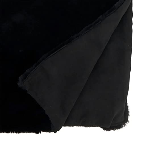 Fennco Styles Modern Solid Faux Rabbit Fur Table Runner 14" W x 72" L – Black Plush Table Cover for Dining Room, Banquets, Family Gatherings, Holidays, Special Events and Home Décor