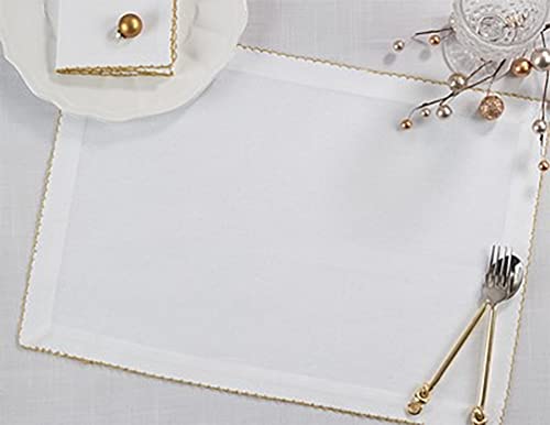 Fennco Styles Whip Stitched 100% Cotton Table Runner - Gold Table Cover for Home Décor, Dining Table, Holiday, Banquets, Family Gathering and Special Occasion