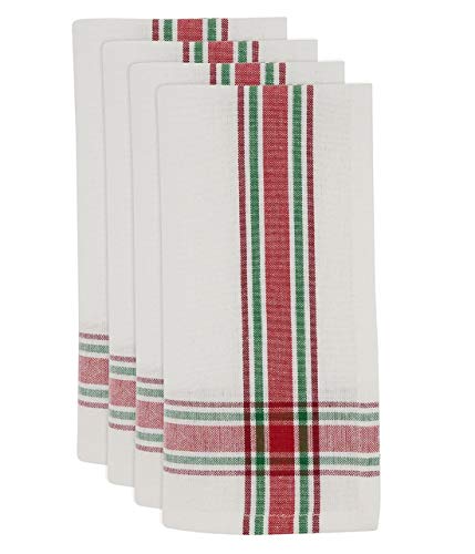 Fennco Styles Holiday Plaid Design 100% Cotton Tablecloth 70" W x 70" L - Red Green Table Cover for Home, Dining Table Decor, Banquet, Christmas and Special Event