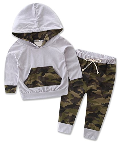 stylesilove Infant Baby Boy Camouflage Hoodie Sweatshirt and Pants 2pcs Cotton Outfit