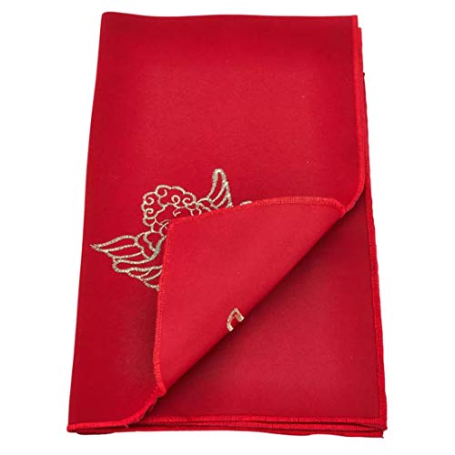 Fennco Styles Cupidon Collection Embroidered Cupid Design Tablecloth - Red Table Cover for Home Décor, Wedding, Banquets, Family Gathering and Special Occasion