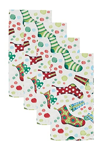 Fennco Styles Christmas Stockings Holiday Tablecloth 65" W X 84" L - Multicolor Stocking Print Festive Table Cover for Christmas Décor, Dining Room, Banquet, Family Gathering and Special Events