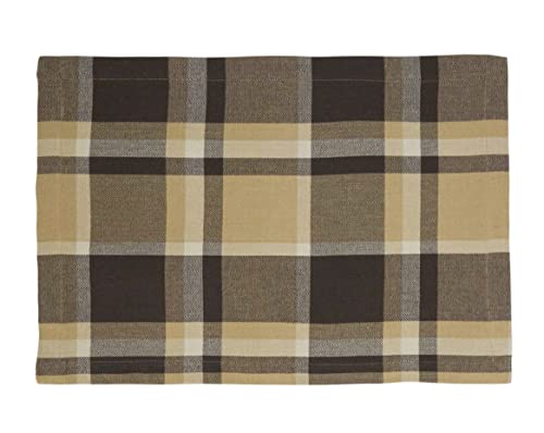 Fennco Styles Classic Plaid Design 100% Cotton Placemats 14" W x 20" L, Set of 4 - Brown Table Mats for Dining Table, Banquets, Holiday Season, Christmas and Special Occasion