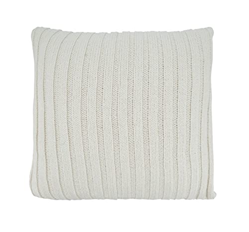 Fennco Styles Knitted Design Cotton Decorative Throw Pillow Cover & Insert 20" W x 20" L - Ivory Cushion for Home, Couch, Bedroom, Living Room and Office Décor