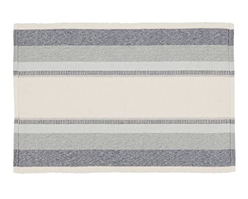 Fennco Styles Ribbed Design Classic Striped Cotton Table Runner 14" W x 72" L - Blue Woven Table Cover for Home, Dining Table, Banquets, Holidays and Special Occasions