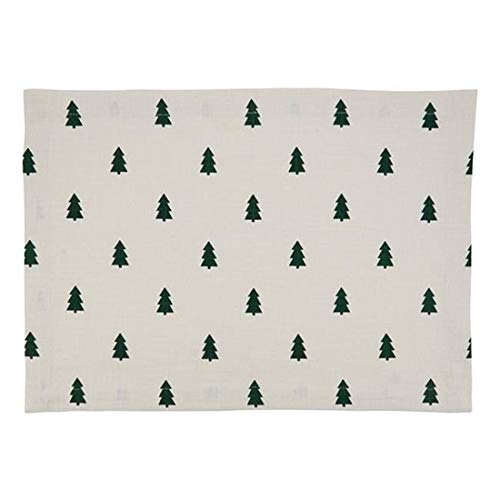 Fennco Styles Christmas Tree Cotton Table Runner 14" W x 72" L - Ivory Holiday Table Cover for Home Décor, Everyday Use, Banquet, Family Gathering and Special Occasion