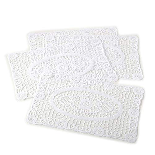 Fennco Styles Crochet Delicate Lace Oblong Traycloths Placemat - Set of 4