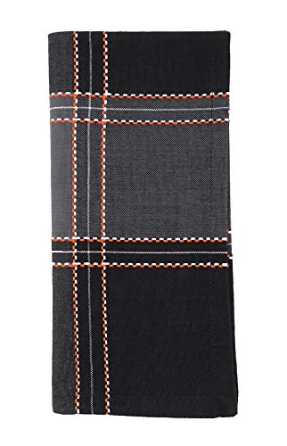 Fennco Styles Holiday Plaid Stitched Cotton Table Runner 16" W x 72" L - Black Table Cover for Home, Dining Table, Banquets, Family Gathering and Special Occasion