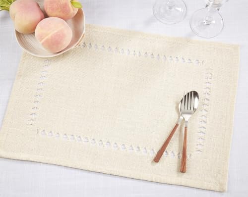 Fennco Styles Rustic Jute Hemstitch Table Runner 16" W x 72" L