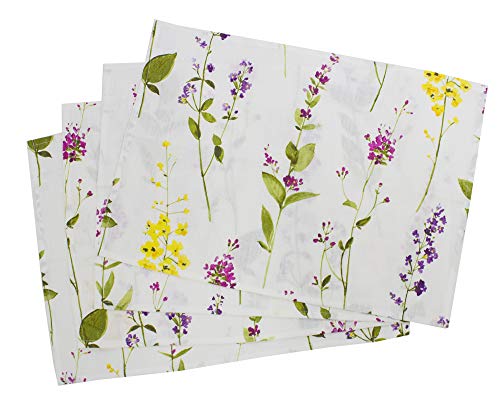 Fennco Styles Botanical Garden Collection Watercolor Floral Stem 100% Pure Linen 16 x 72 Inch Table Runner - Floral Table Cover for Wedding, Picnic, Tea Party and Table Décor