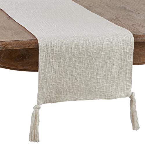 Fennco Styles Classic Solid Color Cotton Table Runner with Tasseled Design 16 x 72 Inch Table Cover for Home Décor, Dining Table, Banquets and Special Occasion