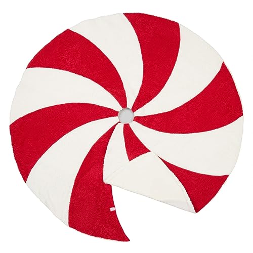 Fennco Styles Candy Cane Design Christmas Tree Skirt 72" Round - Red & White Tree Skirt for Home, Holiday Tree, Indoor Outdoor and Special Occasion