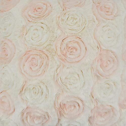 Fennco Styles Romantic 3D Rose Textured Decorative Throw Pillow Cover 17 x 17 Inch - Embroidered Floral Throw Pillow Case for Home, Wedding and Valentine's Day Décor