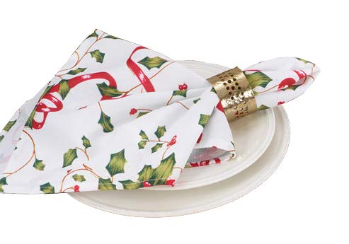 Fennco Styles Holiday Holly Collection Classic Holly Berry with Ribbon Printed Table Linens – Multicolor Table Linens for Christmas Dinner, Family Gathering, Special Events and Home Décor