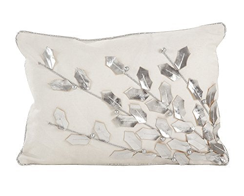 Fennco Styles Metallic Poinsettia Branch Holiday Filled Throw Pillow 12" W x 18" L