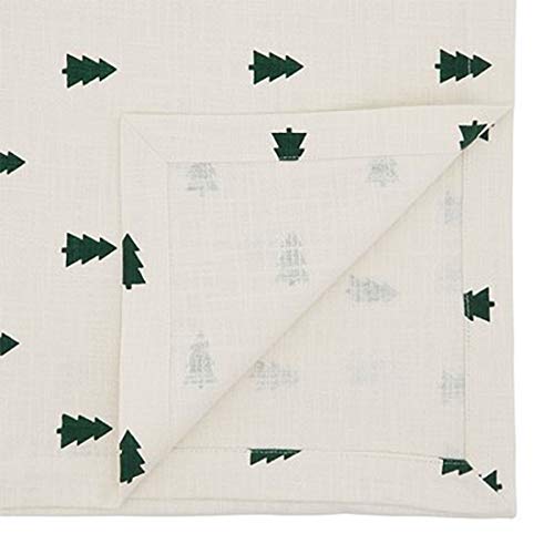 Fennco Styles Christmas Tree Cotton Table Runner 14" W x 72" L - Ivory Holiday Table Cover for Home Décor, Everyday Use, Banquet, Family Gathering and Special Occasion