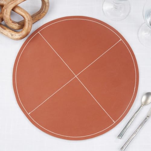 Fennco Styles Faux Leather Luxe Placemat, 15" Round, Set of 4 - Black Modern Table Mats Heat Resistant Insulation for Home, Boho Décor, Dining Table, Banquets, Special Events