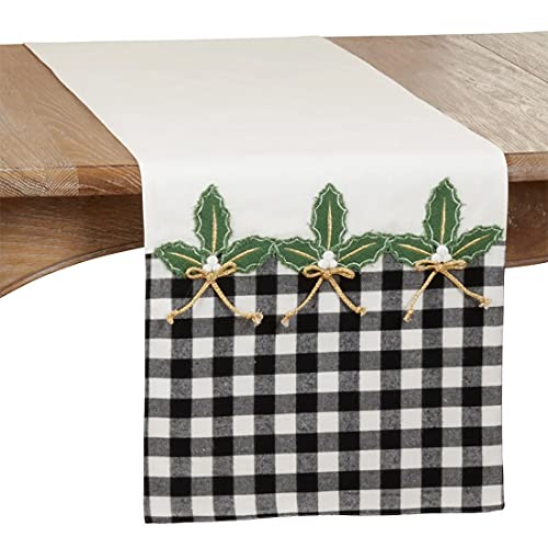 Fennco Styles Buffalo Plaid Holly Table Runner 16" W x 72" L - Classic Plaid Design for Home, Dining Table, Holiday, Christmas Décor, Banquet, Family Gathering and Special Occasion