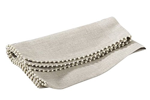 Fennco Styles Creative Pearl Border 18-inch Cotton Cloth Napkins, Set of 4 (Natural)