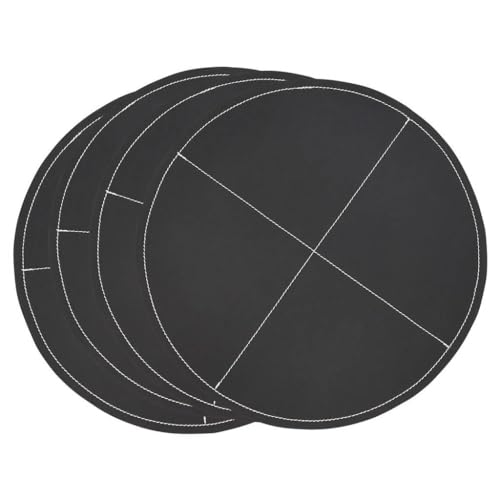 Fennco Styles Faux Leather Luxe Placemat, 15" Round, Set of 4 - Black Modern Table Mats Heat Resistant Insulation for Home, Boho Décor, Dining Table, Banquets, Special Events