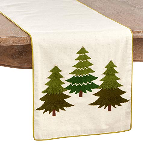 Fennco Styles Arbres Collection Farmhouse Embroidered Christmas 100% Cotton Home Décor – Multicolor Home Decorations for Christmas Dinner, Family Gathering, Special Events and Home Décor