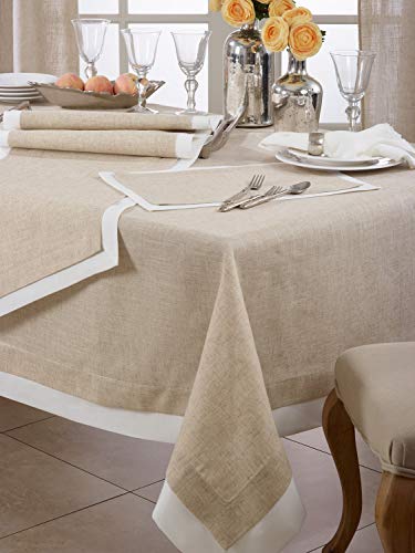 Fennco Styles Moldura Collection Classic Double Layer Linen Blend Table Linens – Table Linens for Banquets, Wedding, Special Events and Home Décor