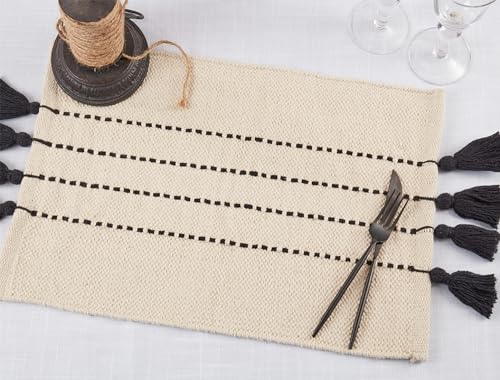 Fennco Styles Striped Tassel Cotton Table Runner 16" W X 72" L