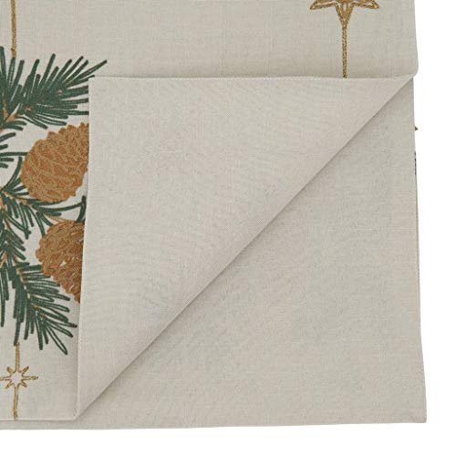 Fennco Styles Embroidered Pinecone Christmas Table Runner 16" W x 70" L - Festive Table Cover for Home Décor, Dining Table, Banquet, Family Gathering, Holiday and Special Occasion