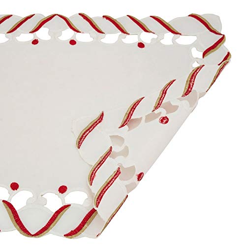 Fennco Styles Christmas Candy Cane Design Tablecloth - Holiday Table Cover for Home Décor, Banquets, Family Gathering and Special Occasion