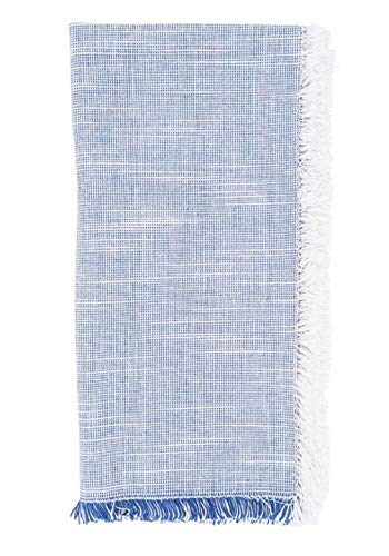 Fennco Styles Contemporary Striped Fringe Cotton Table Runner 13" W x 72" L - Blue Table Cover for Home, Dining Table Décor, Family Gathering, Banquets and Special Events