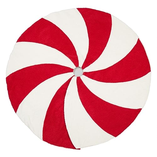 Fennco Styles Candy Cane Design Christmas Tree Skirt 72" Round - Red & White Tree Skirt for Home, Holiday Tree, Indoor Outdoor and Special Occasion