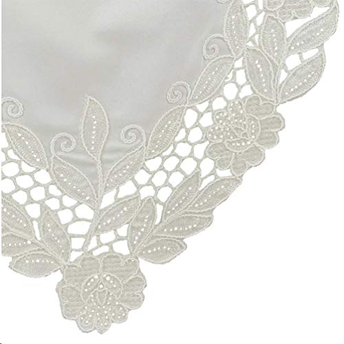 Fennco Styles Elegant Floral Embroidery Cutwork Table Runner 16" W x 68" L - Ivory Flower Rectangular Table Cover for Home Décor, Banquets, Wedding, Family Gathering and Special Events