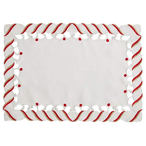 Fennco Styles Christmas Candy Cane Design Tablecloth - Holiday Table Cover for Home Décor, Banquets, Family Gathering and Special Occasion