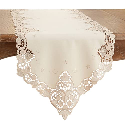 Fennco Styles Elegant Lace Design Tablecloth 67 x 102 Inch - White Vintage Table Cover for Everyday Use, Banquets, Weddings, Holidays and Special Occasions