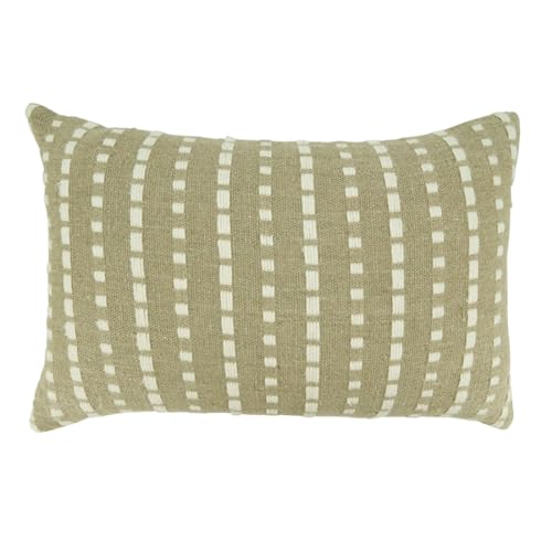 Fennco Styles Stitched Stripe Decorative Throw Pillow Cover 16" W x 24" L - 100% Cotton Woven Modern Rectangular Cushion Case for Home, Couch, Bedroom, Living Room and Office Décor