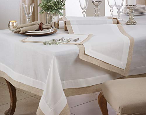 Fennco Styles Moldura Collection Classic Double Layer Linen Blend Table Linens – Table Linens for Banquets, Wedding, Special Events and Home Décor