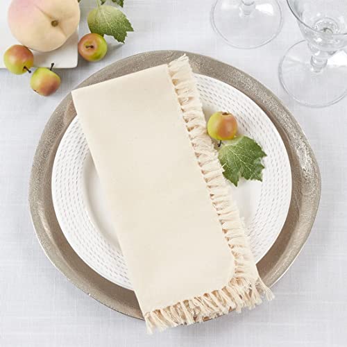 Fennco Styles Lizette Fringed Festive Cotton Napkins 20-inch Square, Set of 4